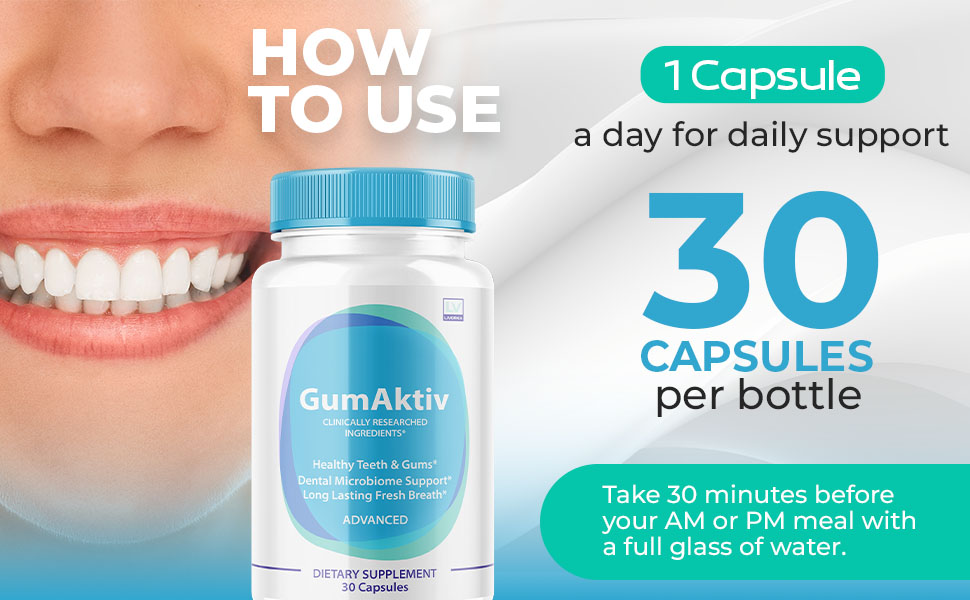 GumAktiv Supplement bottle promoting gum health and oral care support with natural ingredients