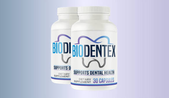Biodentex supplement bottle for natural teeth and gum support