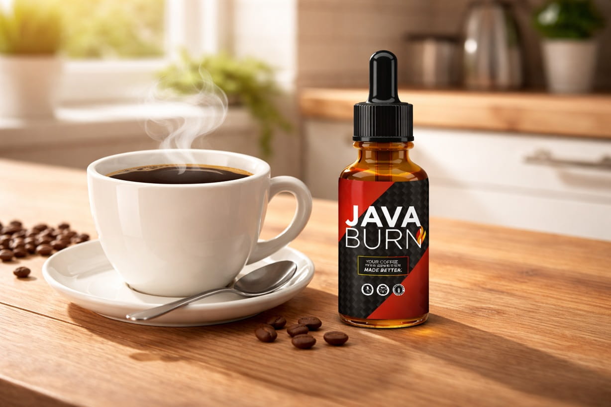 “Java Burn supplement concept showing metabolism, fat burning, and coffee-based weight loss support illustration”