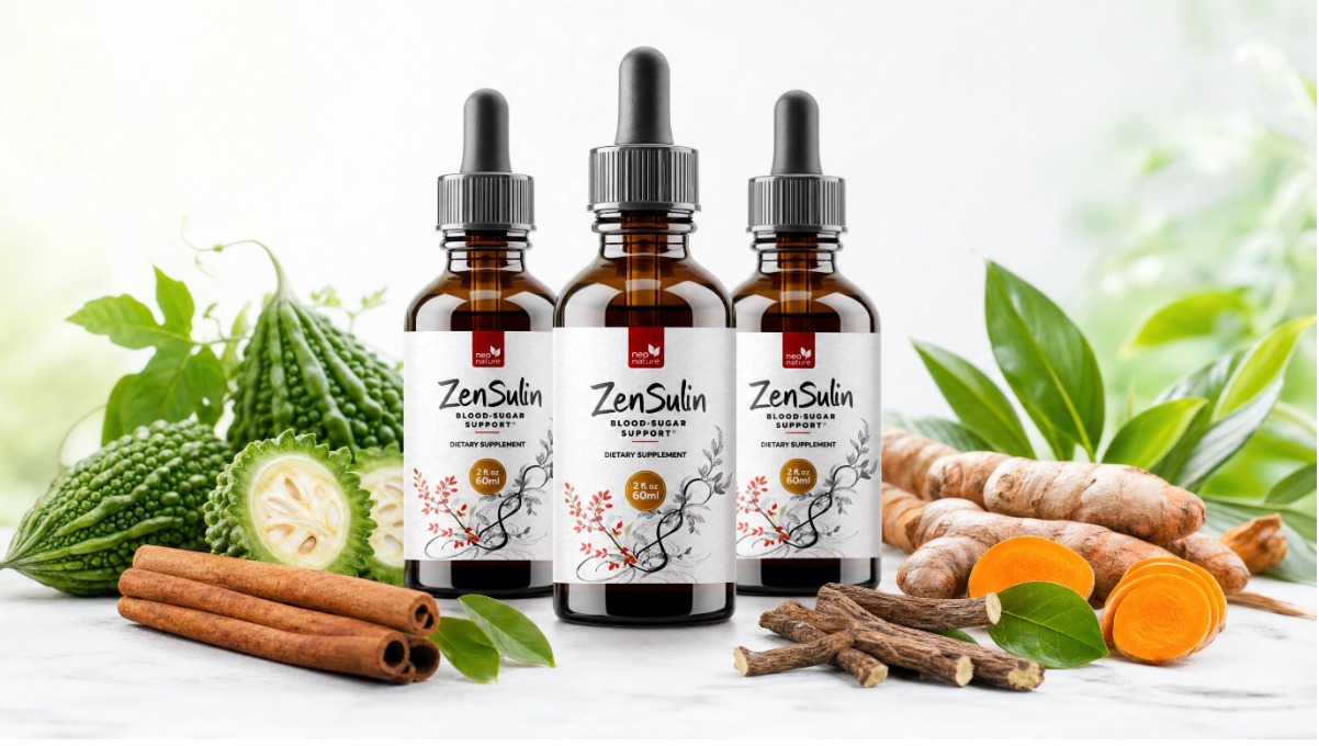 “ZenSulin blood sugar support supplement concept showing glucose balance and metabolic health illustration”
