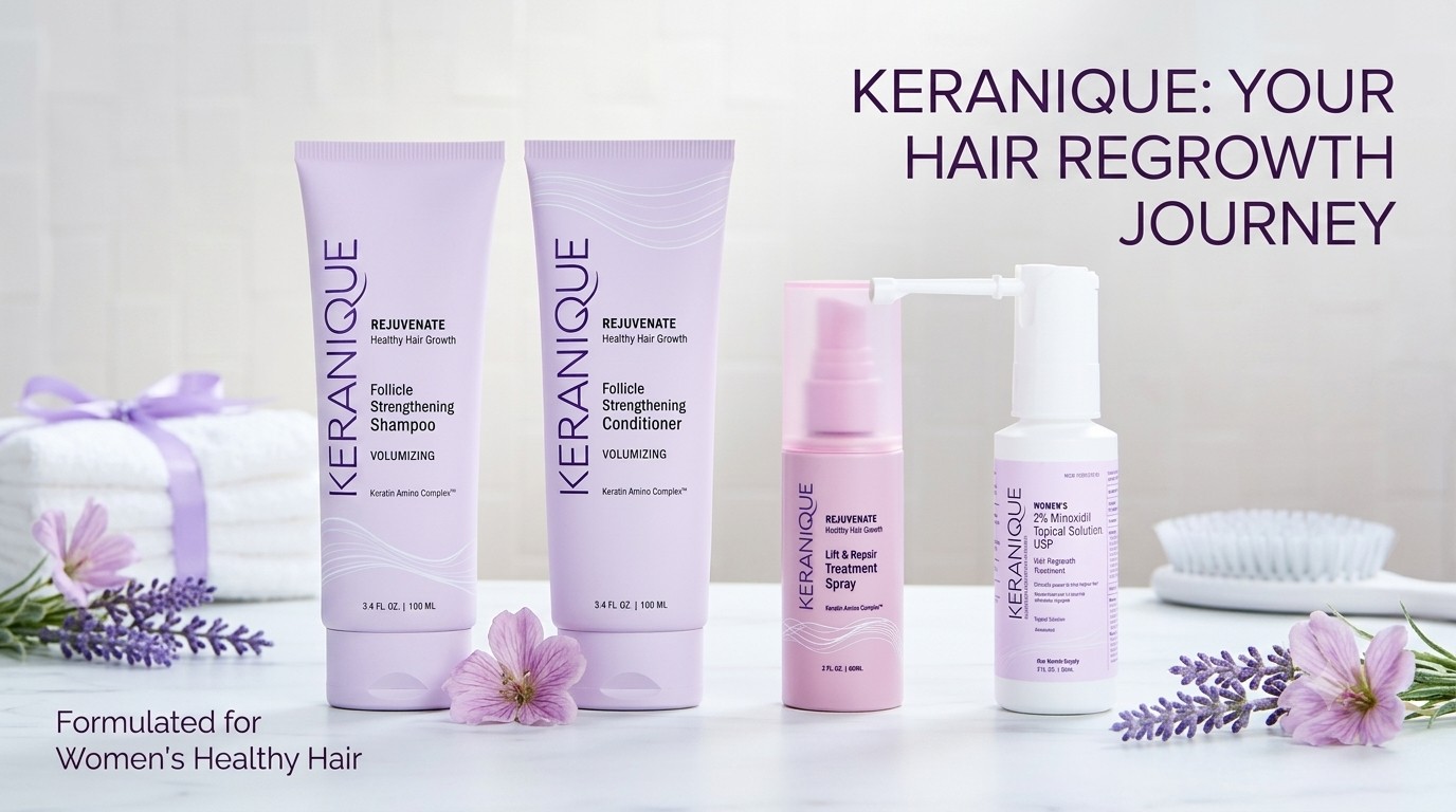 Keranique Hair Regrowth System for thinning hair care.